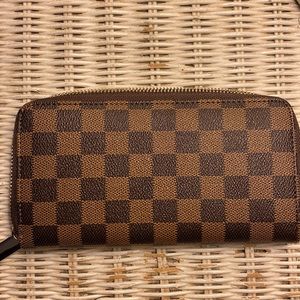 Brown Checkered Wallet